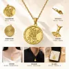 Stainless steel Saint Michael Guardian Angel round pendant with exquisite relief craftsmanship, daily pendant necklace Specification image